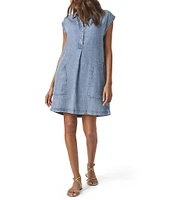 Splendid Wren Notch Collar Cap Sleeve A-Line Mini Dress