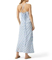 Splendid Gisele Knit Striped V-Neck Sleeveless A-Line Maxi Dress