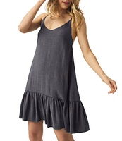 Splendid Gisele Linen Blend Knit Scoop Neck Sleeveless A-Line Mini Dress