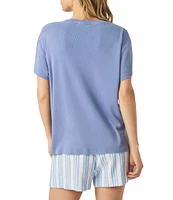Splendid Graphic Knit Crew Neck Short Sleeve Boxy Tee