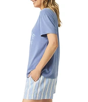 Splendid Graphic Knit Crew Neck Short Sleeve Boxy Tee