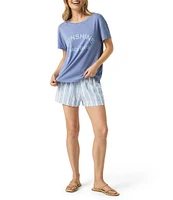 Splendid Graphic Knit Crew Neck Short Sleeve Boxy Tee