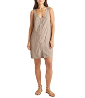 Splendid Haley Linen V-Neck Button Down Shift Dress