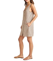 Splendid Haley Linen V-Neck Button Down Shift Dress