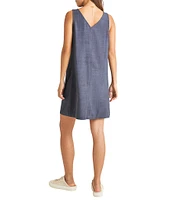 Splendid Haley Linen V-Neck Button Down Shift Dress