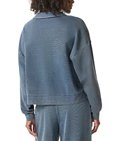 Splendid Indigo Polo V-Neck Long Sleeve Sweatshirt