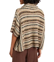 Splendid Jeanette Sweater Poncho Turtleneck Short Sleeve Sweater