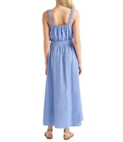 Splendid Jubi Sleeveless Square Neck Tie Waist Dress