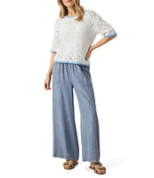 Splendid Keke Crochet Knit Crew Neck Short Sleeve Top