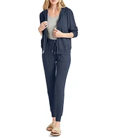 Splendid Knit Crew Neck Long Sleeve Hoodie Zip Up Jacket