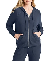 Splendid Knit Crew Neck Long Sleeve Hoodie Zip Up Jacket