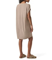Splendid Lana Woven V-Neck Short Sleeve Mini Shift Dress