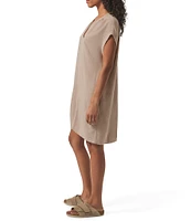 Splendid Lana Woven V-Neck Short Sleeve Mini Shift Dress