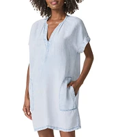 Splendid Lauren Knit V-Neck Short Sleeve A-Line Mini Dress