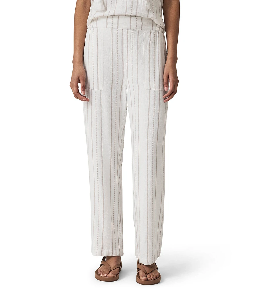 Splendid Layla Knit Linen Blend Striped Mid Rise Lounge Full Length Pants