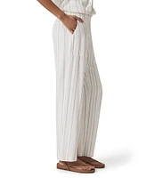 Splendid Layla Knit Linen Blend Striped Mid Rise Lounge Full Length Pants
