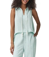 Splendid Layla Knit Stripe Print Split V-Neck Sleeveless Coordinating Top