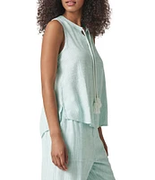 Splendid Layla Knit Stripe Print Split V-Neck Sleeveless Coordinating Top