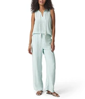 Splendid Layla Knit Stripe Print Split V-Neck Sleeveless Coordinating Top