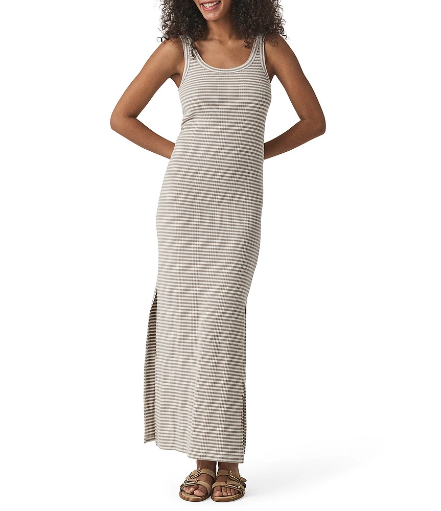 Splendid Lina Knit Stripe Print Scoop Neck Sleeveless Bodycon Maxi Dress