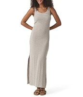 Splendid Lina Knit Stripe Print Scoop Neck Sleeveless Bodycon Maxi Dress