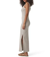 Splendid Lina Knit Stripe Print Scoop Neck Sleeveless Bodycon Maxi Dress