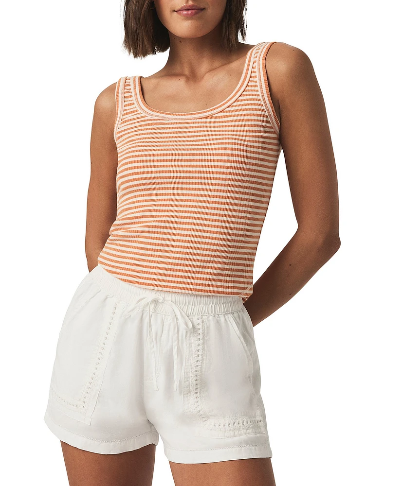 Splendid Lina Ribbed Knit Stripe Scoop Neck Sleeveless Tank Top