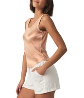 Splendid Lina Ribbed Knit Stripe Scoop Neck Sleeveless Tank Top