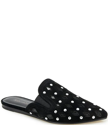 Splendid Linna Suede Studded Mesh Cut Out Mules