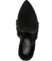 Splendid Liza Suede Faux Shearling Trimmed Mules