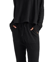 Splendid London Lounge Waffle Knit High Rise Tie Front Full Length Jogger