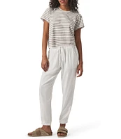 Splendid Louisa Knit Stripe Print Crew Neck Short Sleeve Shirt