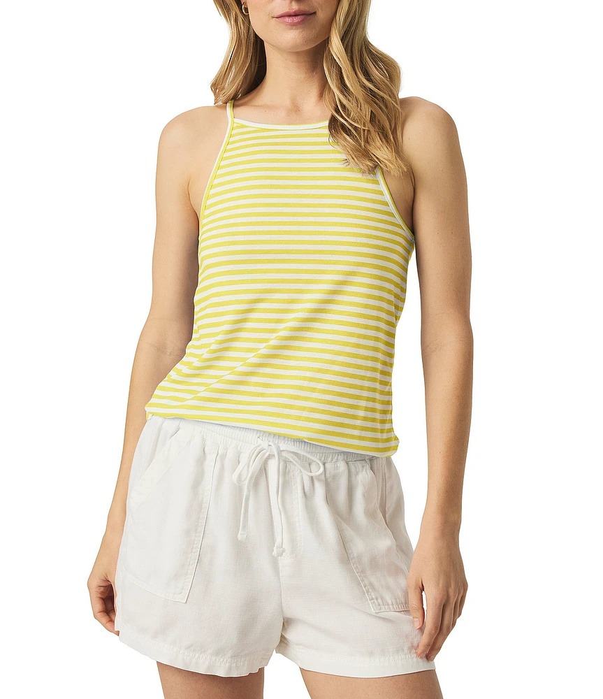 Splendid Marina Knit Stripe Print Crew Neck Sleeveless Tank