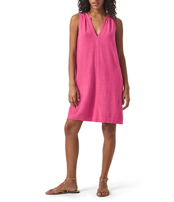 Splendid Mary Ann Linen Blend V-Neck Sleeveless Shift Dress