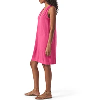 Splendid Mary Ann Linen Blend V-Neck Sleeveless Shift Dress