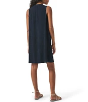 Splendid Mary Ann Linen Blend V-Neck Sleeveless Shift Dress