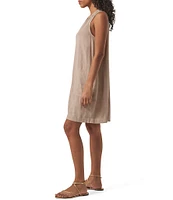 Splendid Mary Ann Linen Blend V-Neck Sleeveless Shift Dress