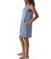 Splendid Mary Ann Linen Blend V-Neck Sleeveless Shift Dress