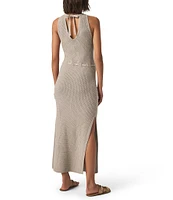 Splendid Micah Pointelle Knit Halter Neck Sleeveless Sheath Dress
