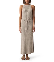 Splendid Micah Pointelle Knit Halter Neck Sleeveless Sheath Dress