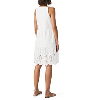 Splendid Napa Eyelet V-Neck Sleeveless A-Line Scalloped A-Line Dress