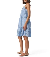 Splendid Napa Eyelet V-Neck Sleeveless A-Line Scalloped A-Line Dress