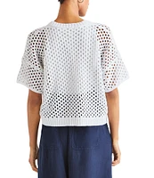 Splendid Nova Pointelle Knit V-Neck Short Sleeve Cardigan