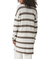 Splendid Octavia Knit Stripe Print Shaw Collar Long Sleeve Cardigan