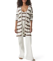 Splendid Octavia Knit Stripe Print Shaw Collar Long Sleeve Cardigan