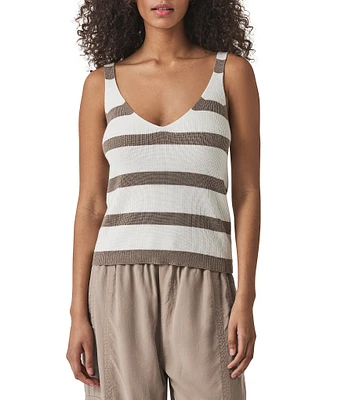 Splendid Octavia Woven Stripe V-Neck Sleeveless Tank Top