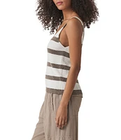 Splendid Octavia Woven Stripe V-Neck Sleeveless Tank Top
