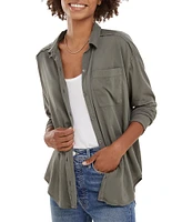 Splendid Paige Point Collar Button Front Long Sleeve Shirt