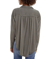 Splendid Paige Point Collar Button Front Long Sleeve Shirt