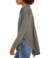 Splendid Paige Point Collar Button Front Long Sleeve Shirt